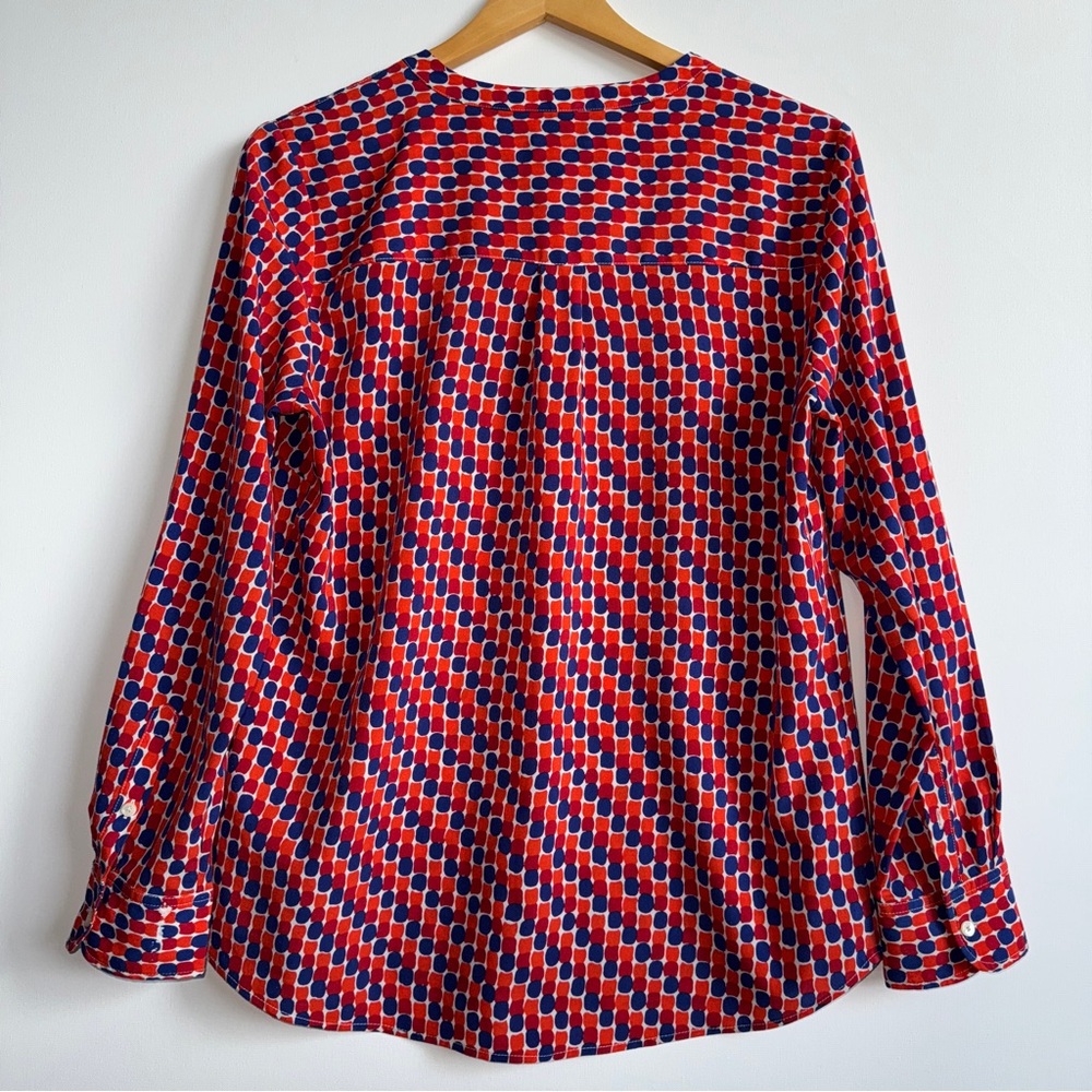 Talbots Long Sleeve Blouse Medium - Dopamine Dressing Geometric Red Blue Orange - Picture 6 of 12
